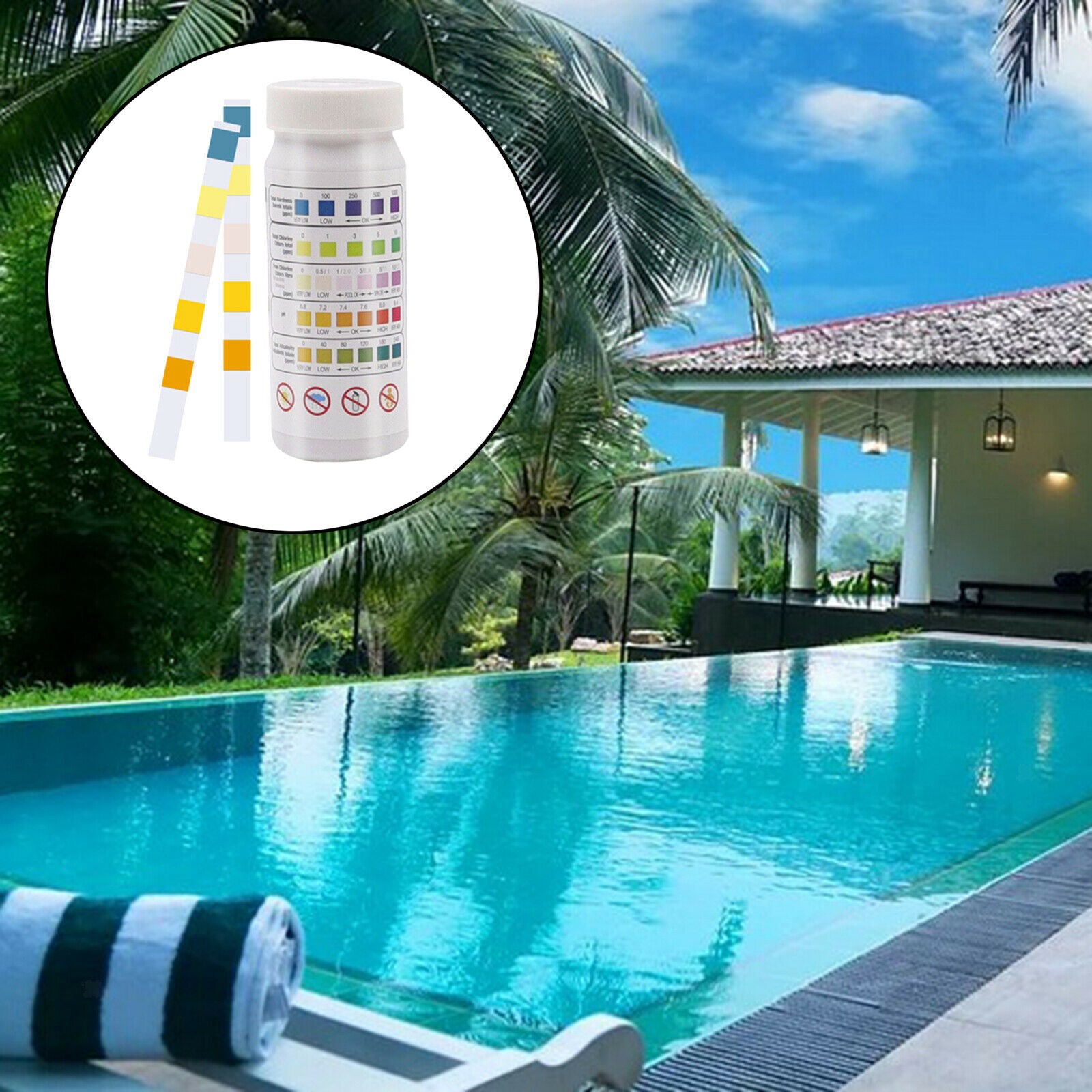 50x Pool Water Quality 4-In-1 Test Strip Alkalinity Hardness Fast