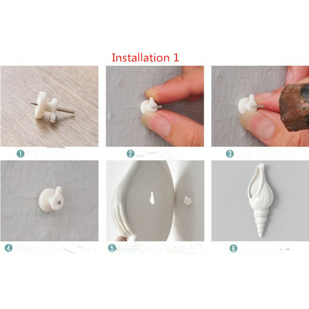 Set 2 Modern White Ceramic Sea Shell Conch Flower Vase Wall Hanging Decor
