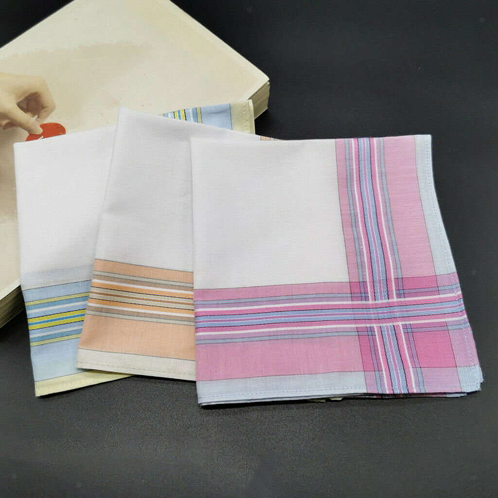 6pc Mens Handkerchiefs Plaids Pocket Hanky Soft Kerchiefs Party Hankie