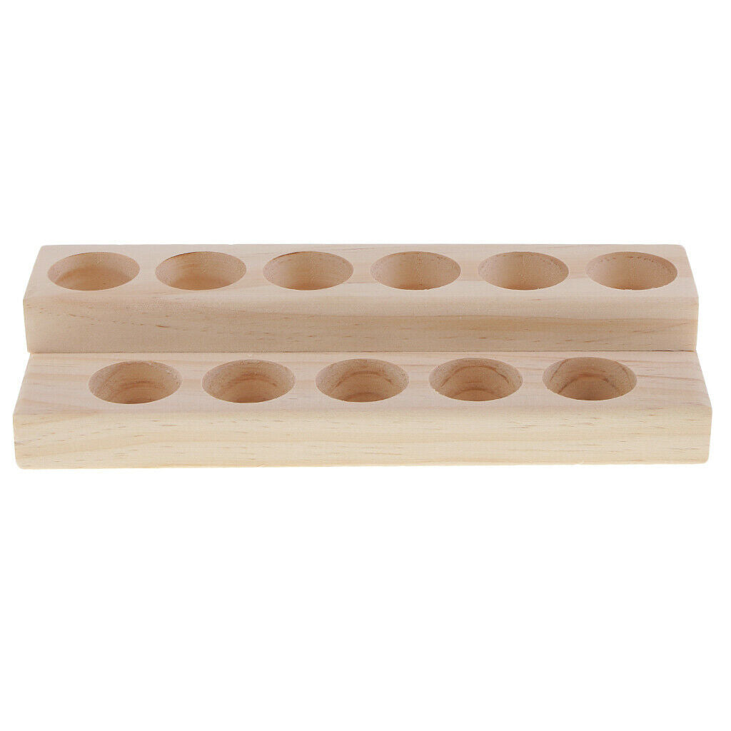 2 Tiers Wood Essential Oils Holder Stand Rack Display Shelf Wooden Storage Case