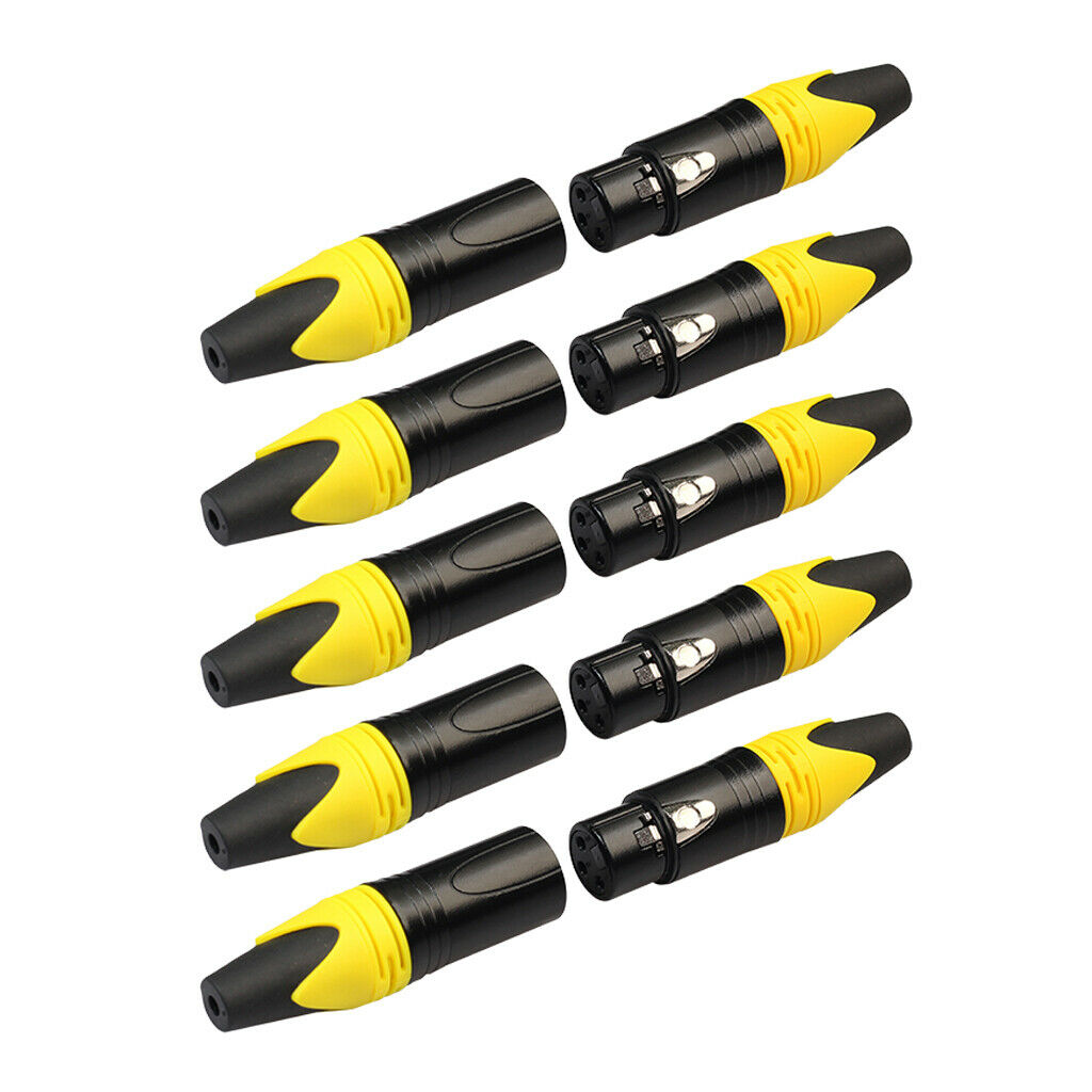 3 XLR Connector Male and Female Microphone Mic Audio Cable Adapter Yellow