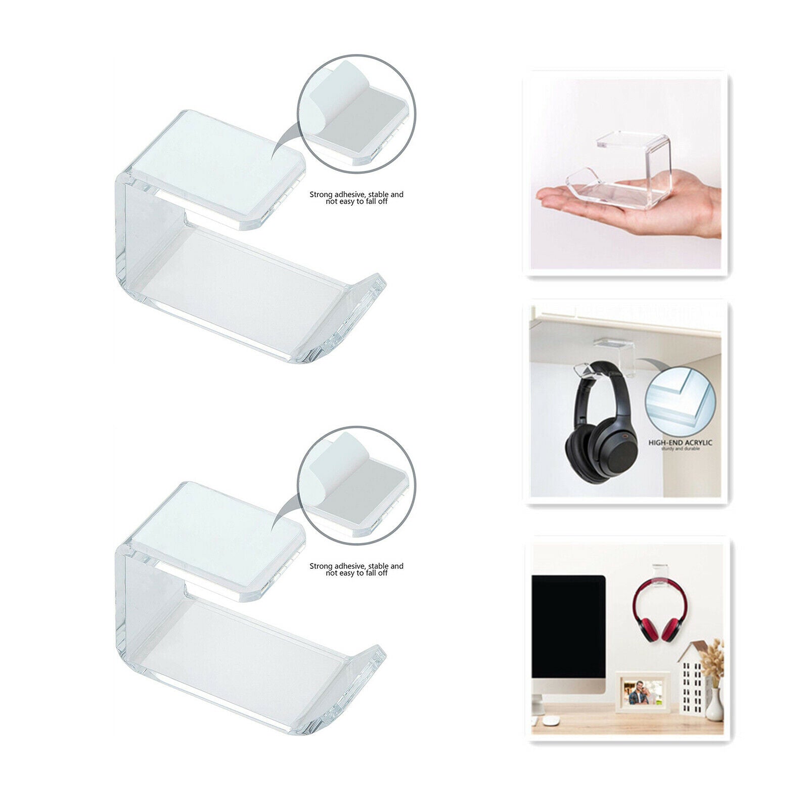 2x Headphone Hook Computer Headphone Hanger Holder for Game Headphones