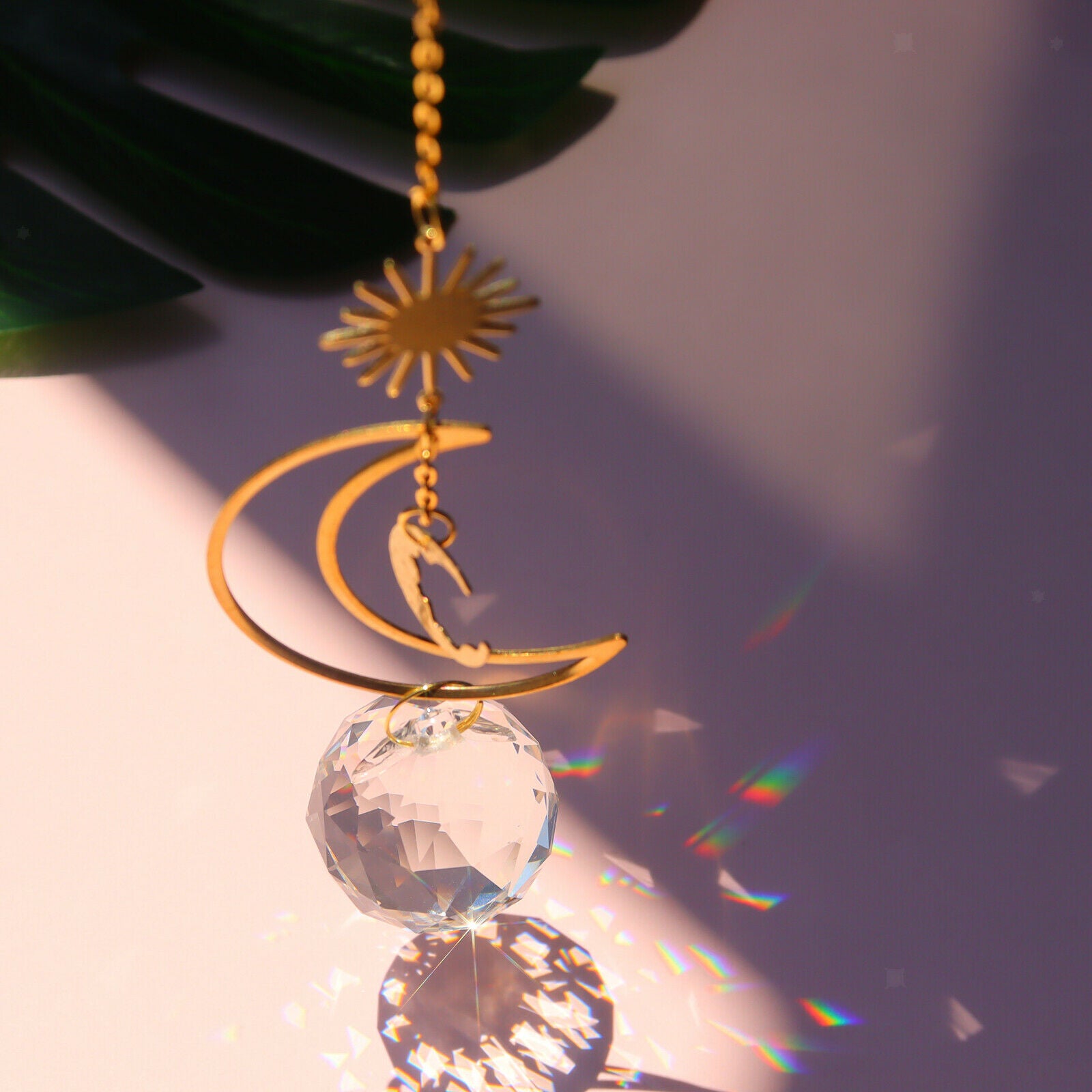 2Ã— Suncatcher Hanging Sun Moon Suncatchers Pendants Home Chrismas Decor