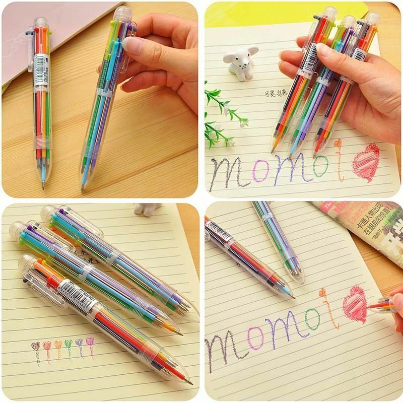 6 in 1 Novelty Colorful Ballpoint Pen Novel Office School Student Teacher Supply