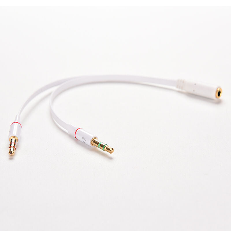3.5mm Y Splitter CableBDemale to Dual Male Earphone Mic Audio Convert.l8
