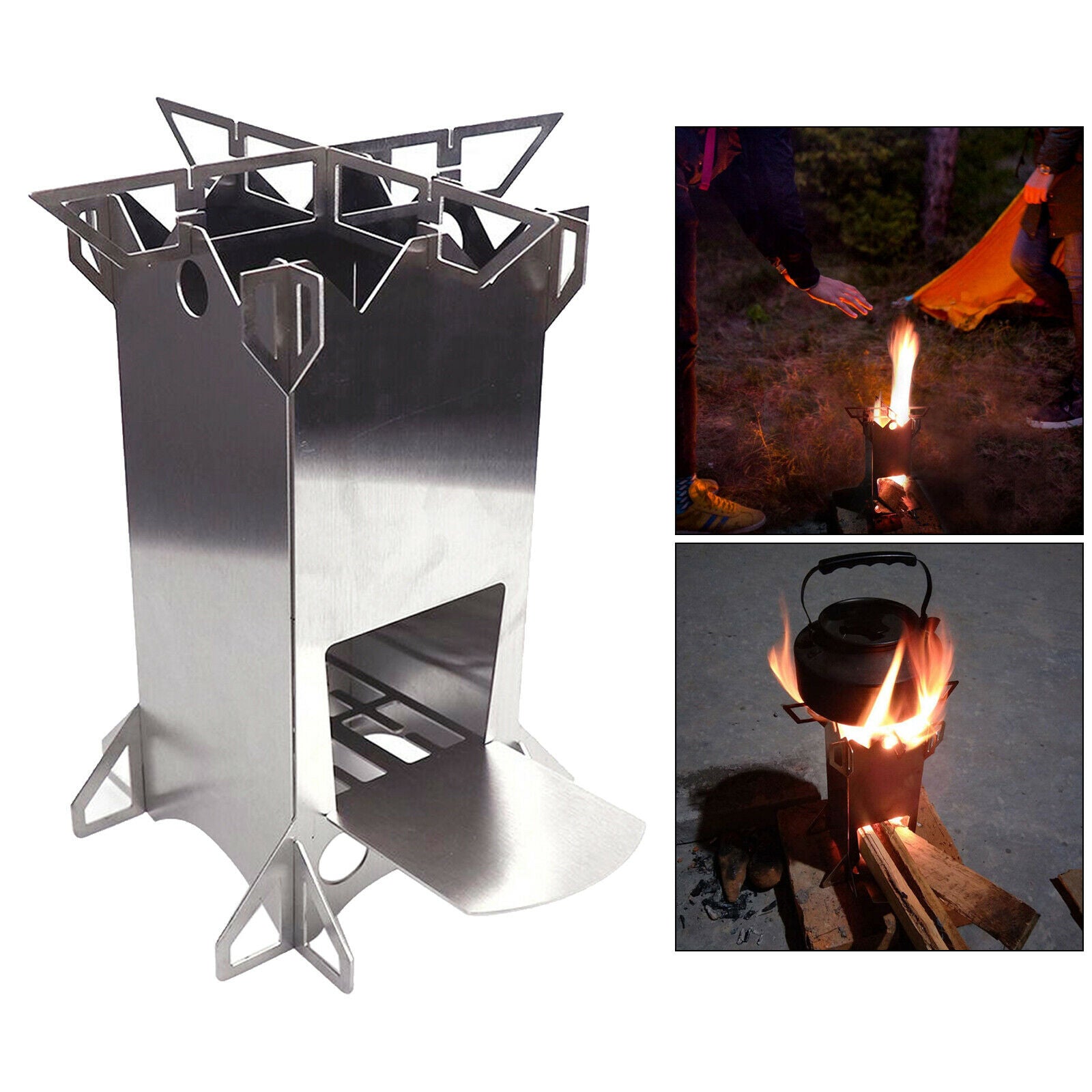 Foldable Wood Burning Stove Compact Mini Burner Cooker Camping Cooking