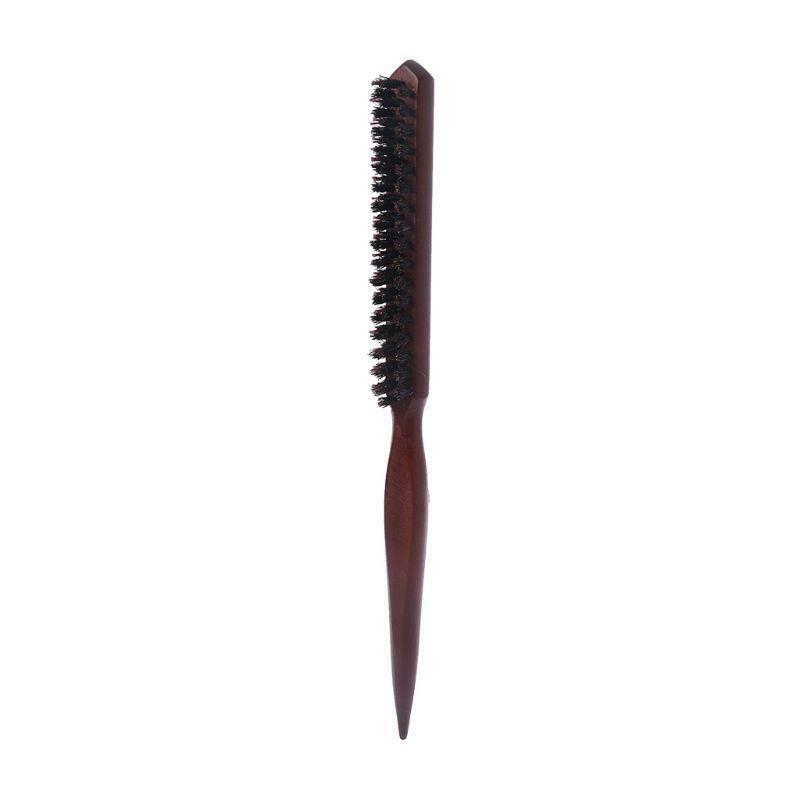 New Salon Comb Hair Teasing Brush Wooden Handle Back Comb Natural Boar Bristle
