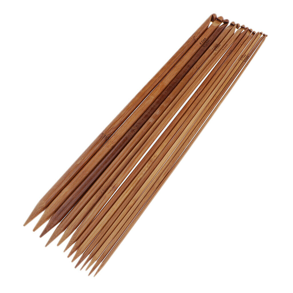 14 Sizes Wooden Double Ended Crochet Hook Knitting Weaving Crafts Tool 35cm