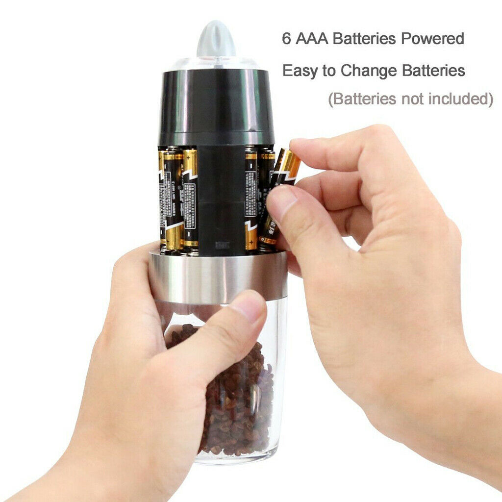Stainless Steel Electric Pepper Mill Pepper & Salt Grinder Mill Kitchen New