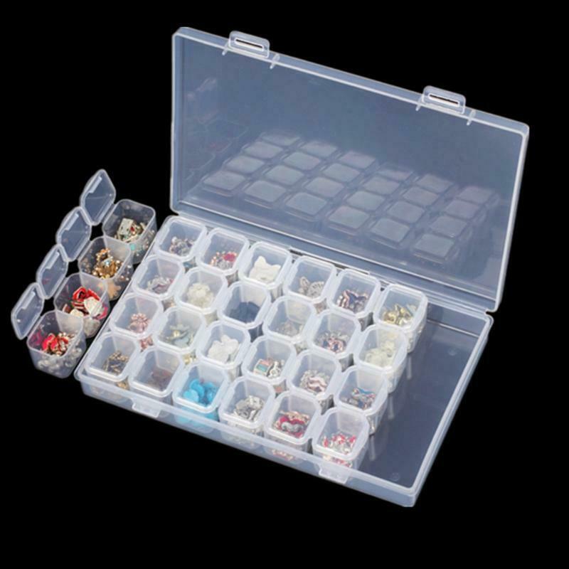 Transparent 28 Compartments Transparent Storage Box Plastic Tins Tools Storage