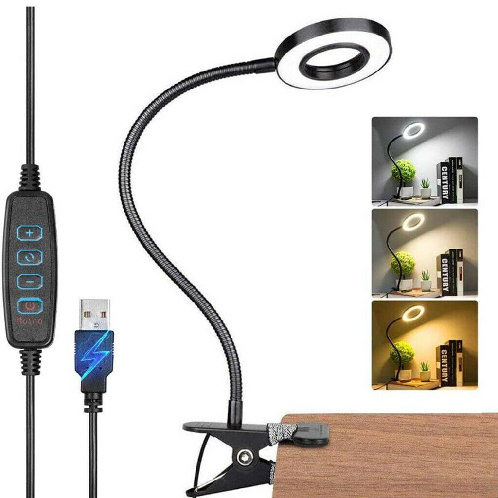 Flexible Clip On Desk Lamp Beside Bed Desk Table Reading Light Night Light