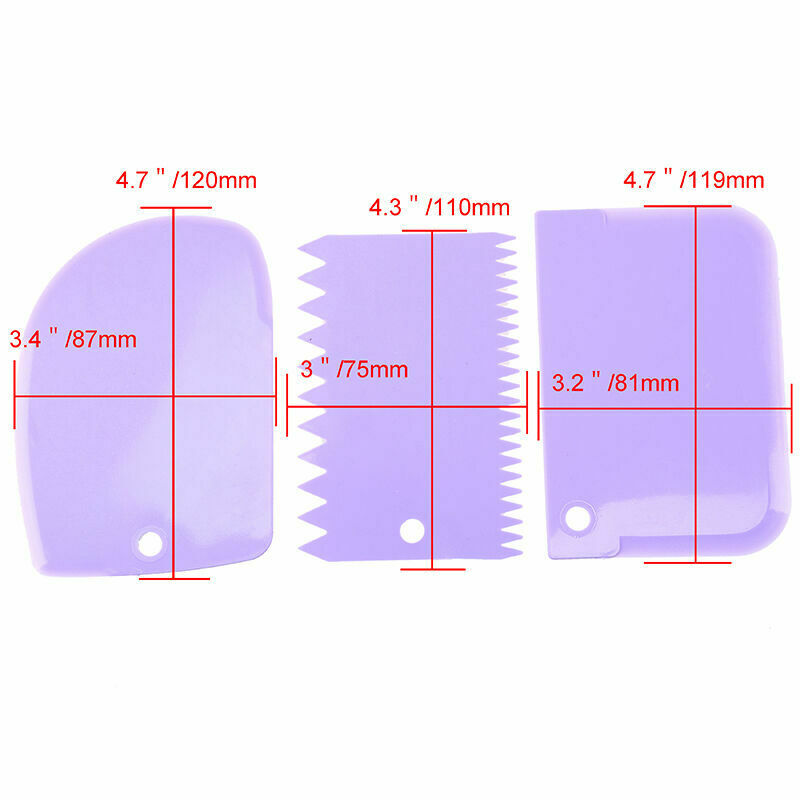 3 Pcs Dough Cake Cookie Edge Scraper Decorating Baking Cutter Pastry Tools DIY