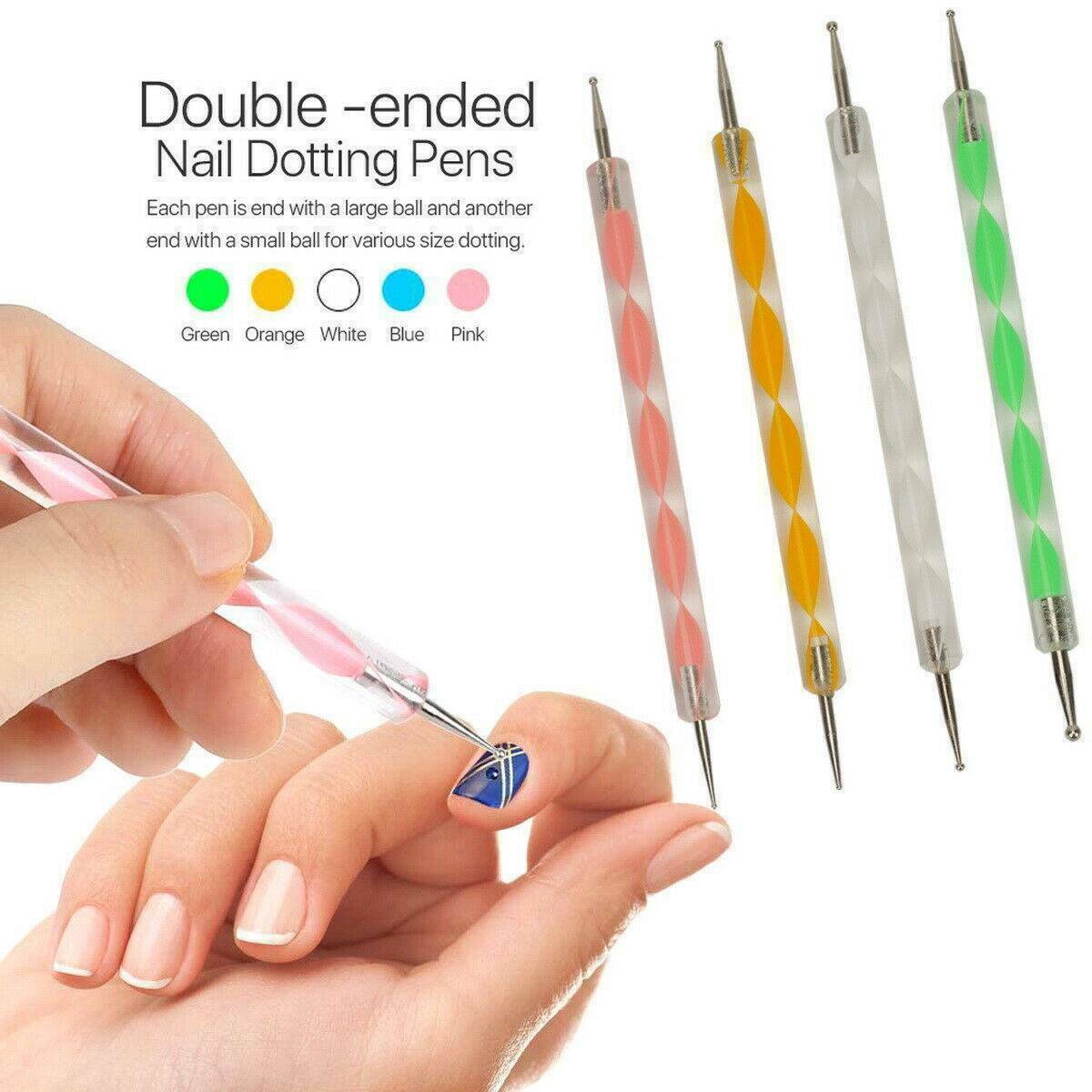 20Pcs Nail Art Gel Design Pen Painting Polish Brush Dotting Drawing Tools Set.US