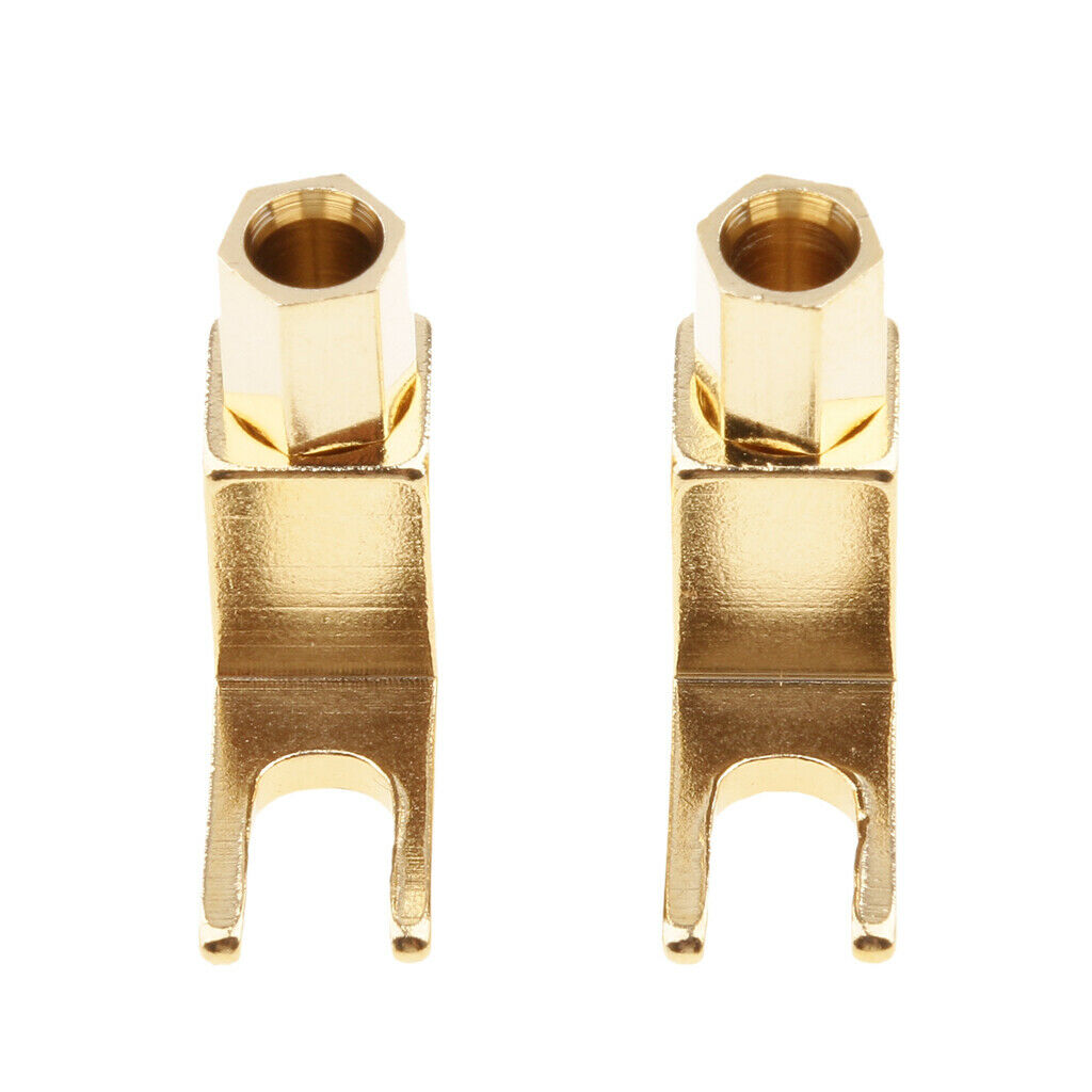 2x Right Angle Speaker Cable Banana To Spade Adapter Connector