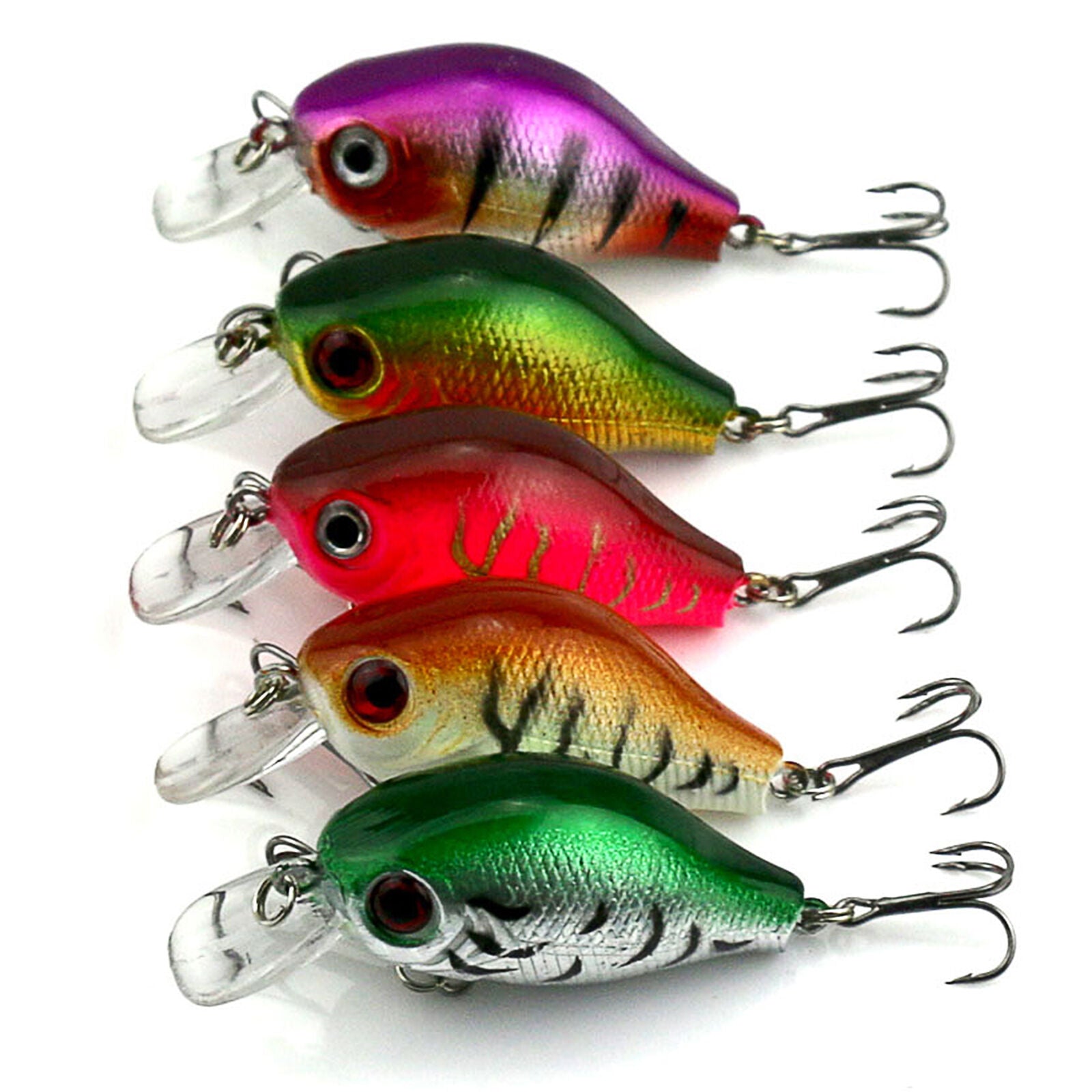Popular 5pcs Plastic Fishing Lures Bass CrankBait Crank Bait Tackle 5.5cm/8g Set