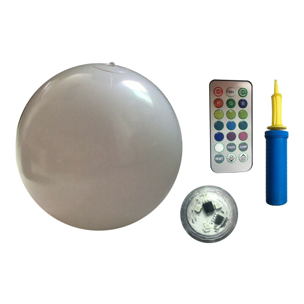 Inflatable Pool Floats Ball 16'' LED Beach Ball Glowing PVC Ball for Swimming