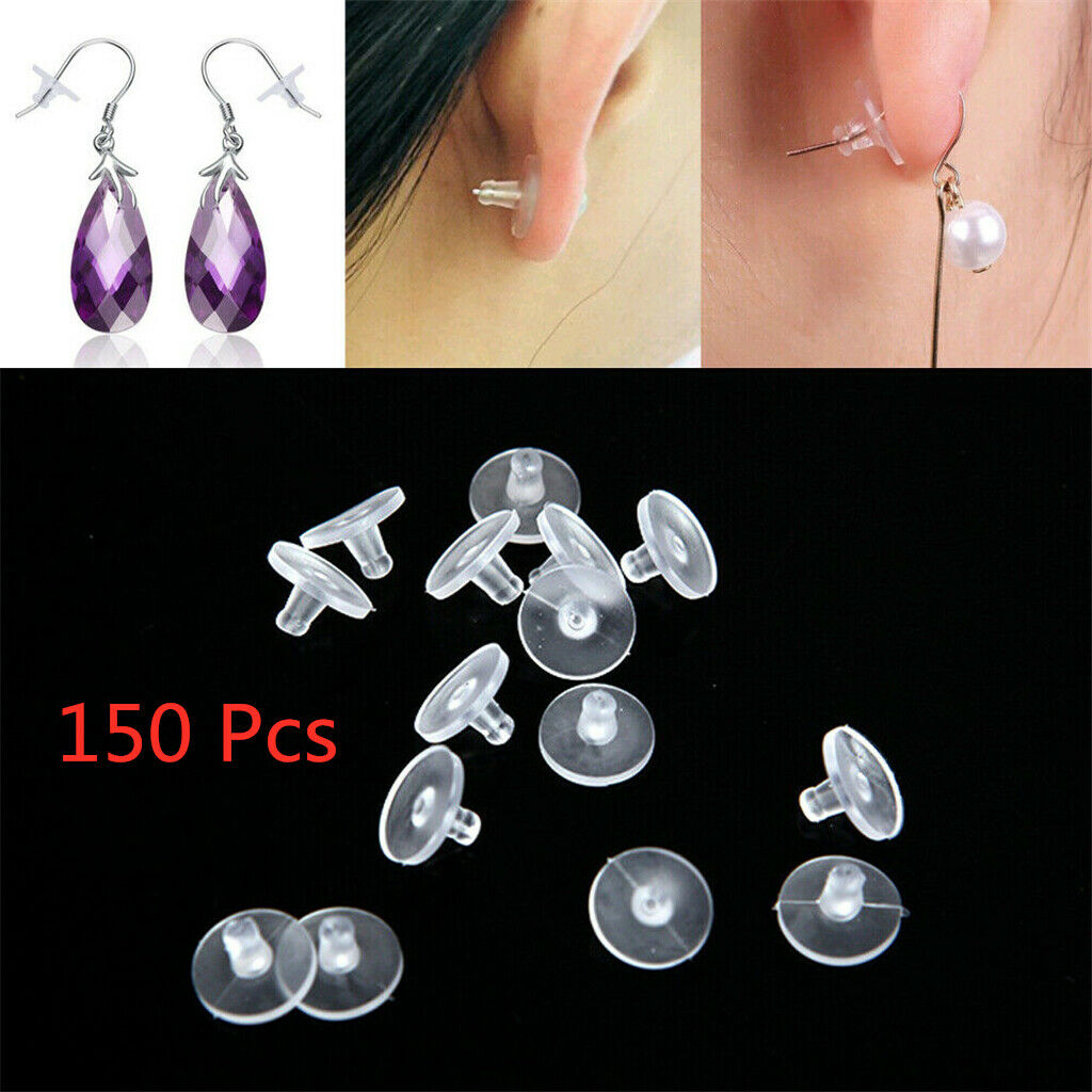 150 pcs Heavy Duty Rubber Earring Backs Stoppers Sleeves Holders Nut Sili.l8