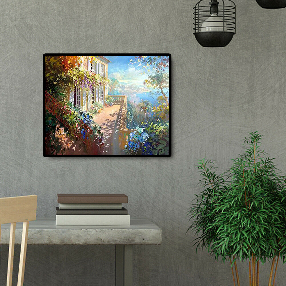 Flower House DIY Digital Oil Painting By Numbers Kits Modern Wall Art Decor @