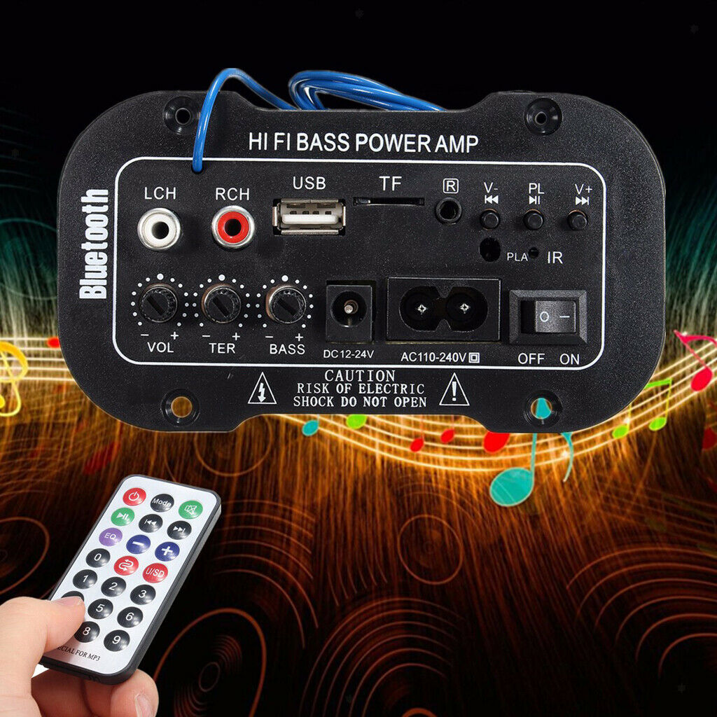5" 220V Stereo Digital Bluetooth Music Amplifier Bass Power AMP USB TF AUX