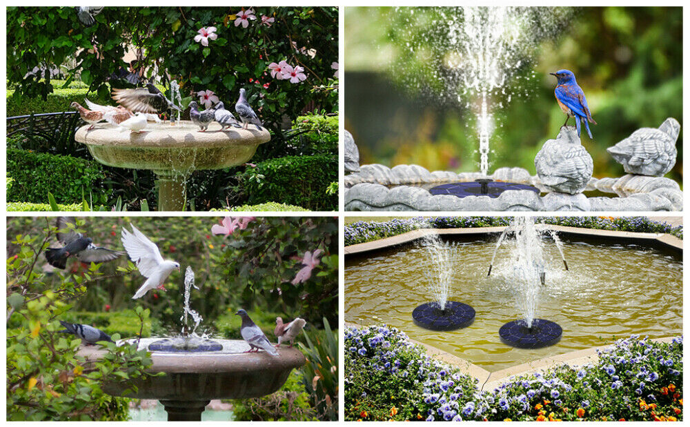 Solar Fountain Pump Solar Water Pump with 6 Nozzle for Birdbath Garden and Patio