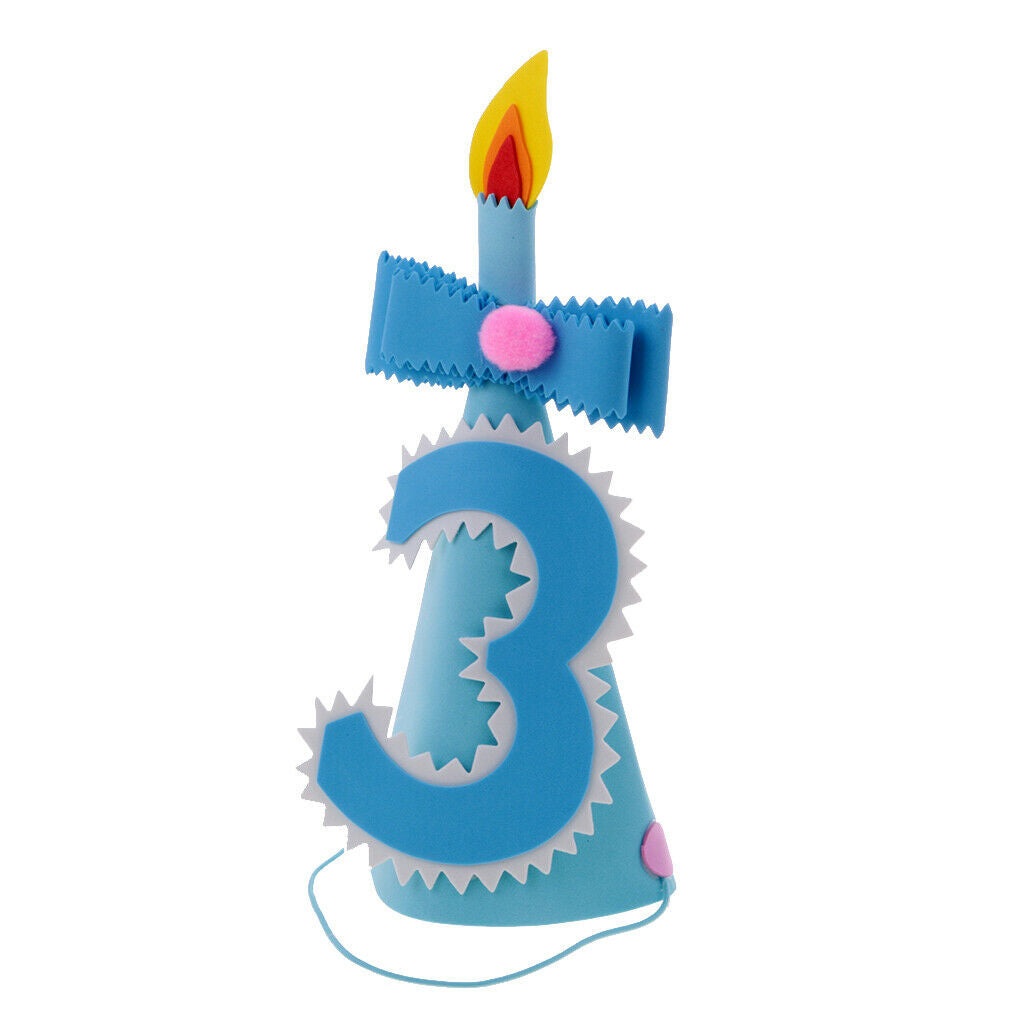 Boys Baby  Birthday Party Cone Hat for Baby Shower Blue 3 Year Old