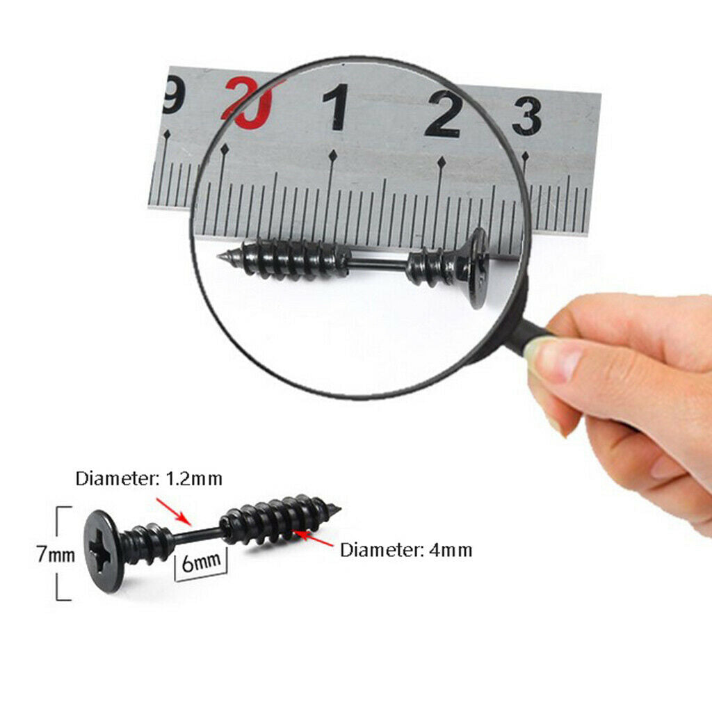 Prettyia 6 Pair Women Stainless Steel Piercing Cross Screws Ear Stud Earring