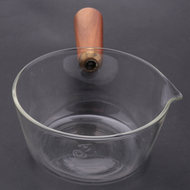 Glass Milk Pot with Wooden Handle 400Ml Cooking Pot for Salad Noodles Gas StovA4