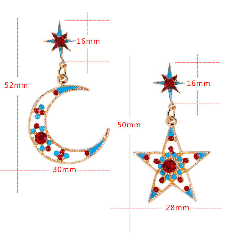 Fashion Women Star Moon Sun Crystal Charm Drop Dangle Earrings Jewelry Gi.l8