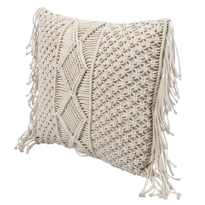 Cotton Linen Macrame Hand-Woven Cotton Thread Pillow Covers Geometry Bohemia CQ2