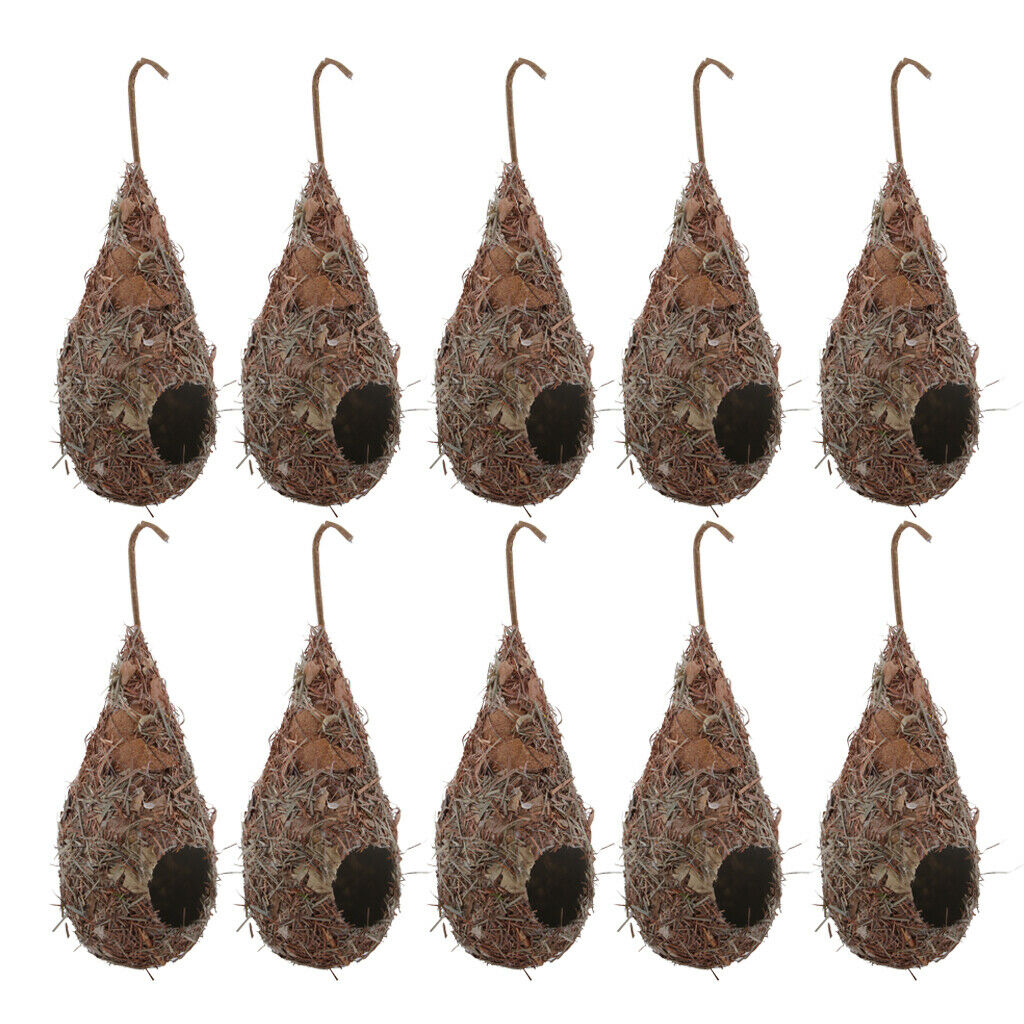 10x Handwoven Straw Bird Nest Natural Pet Grass Cave Garden Decor E