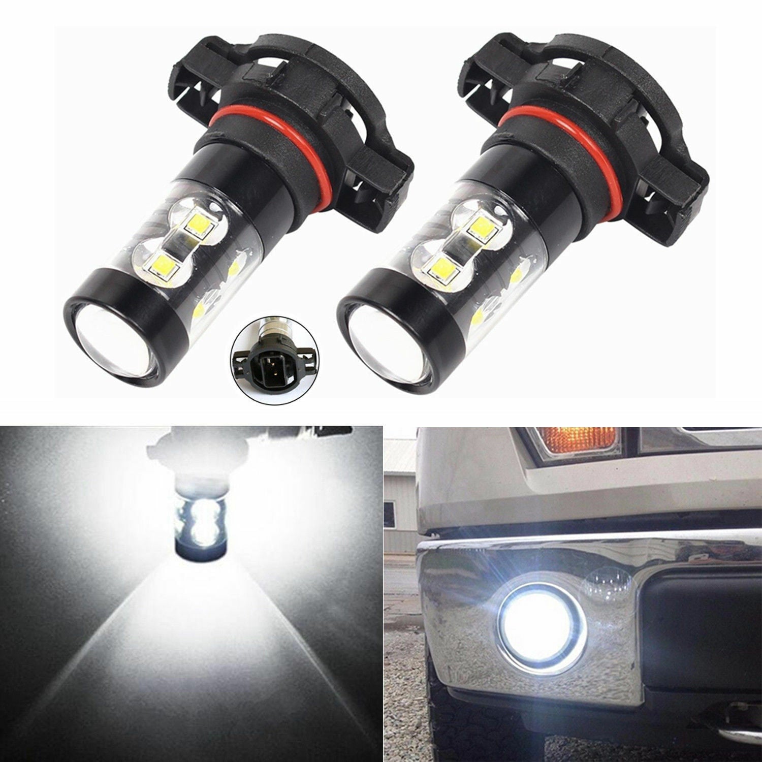 2x 50W 5202 6000K H16 Super White High Power LED Fog Driving DRL Light Bulbs