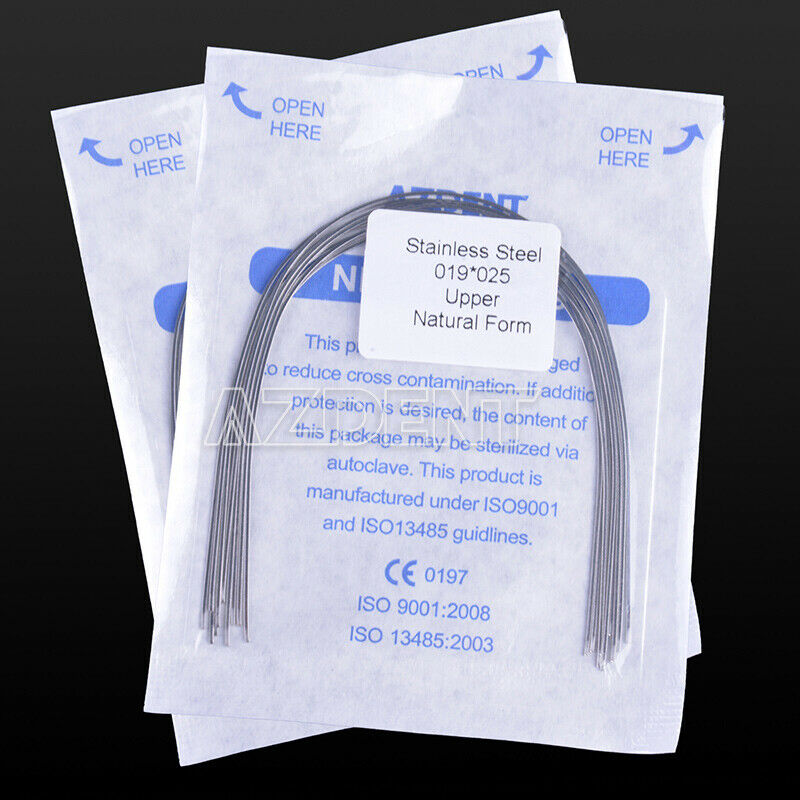100X Dental Ortho Stainless Steel Natural Rectangular Arch Wires 019*025 upper
