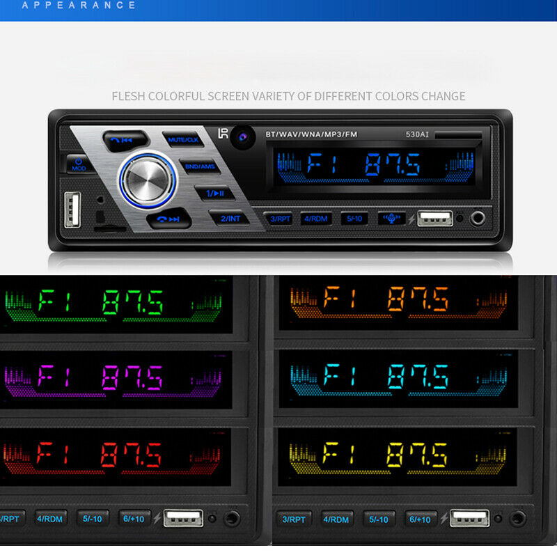 Dual USB Car Stereo MP3 Player Bluetooth Music AUX Radio Audio Voice Control 12V