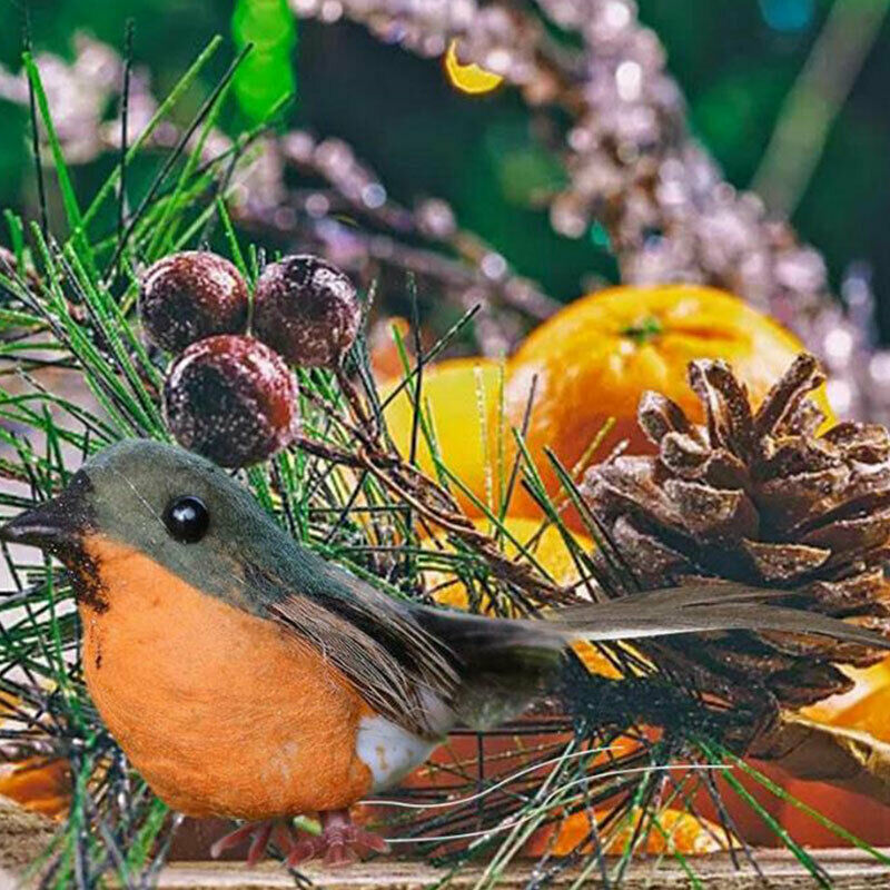 1Pcs Robin Bird Christmas Mini Artificial Bird Christmas Tree Decoratio.l8