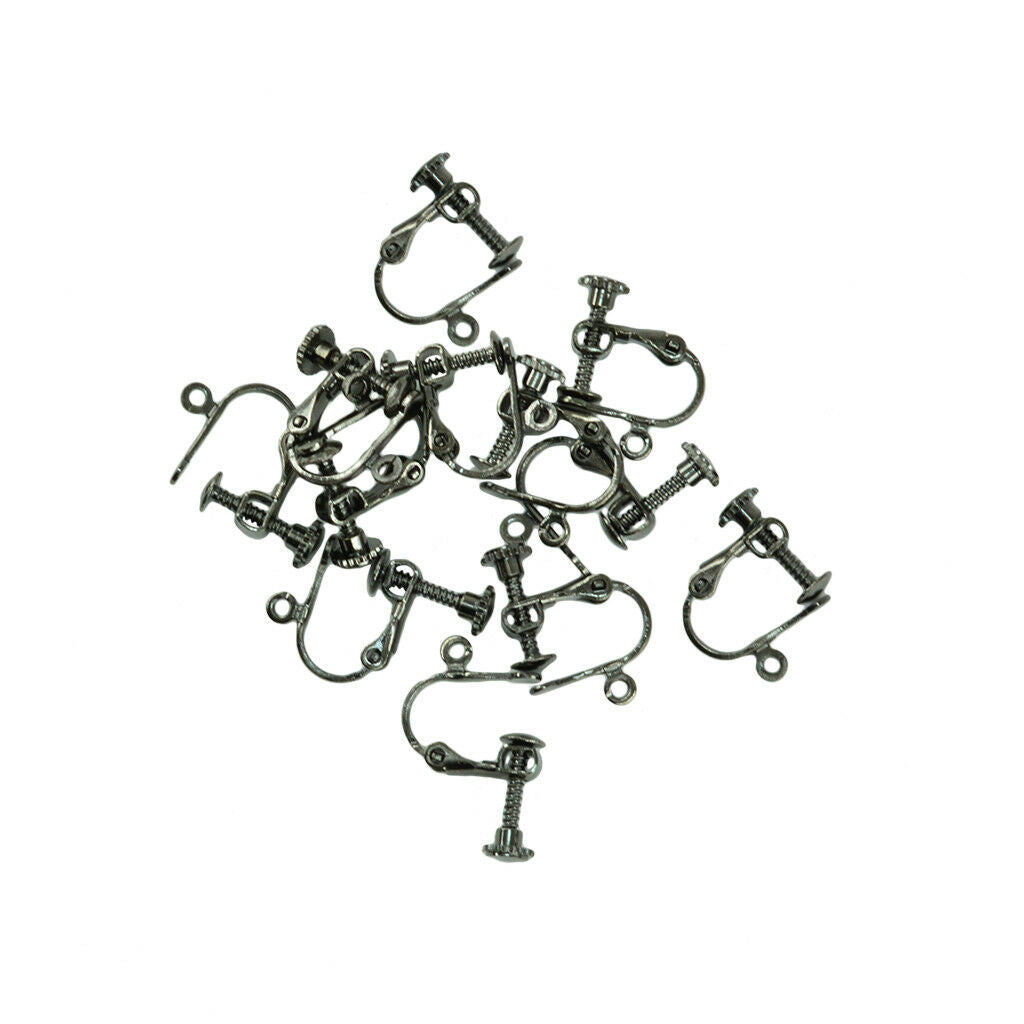 70pcs Retro Brass Clip On Screw Back Earring Open Loop & Ball No Piercing