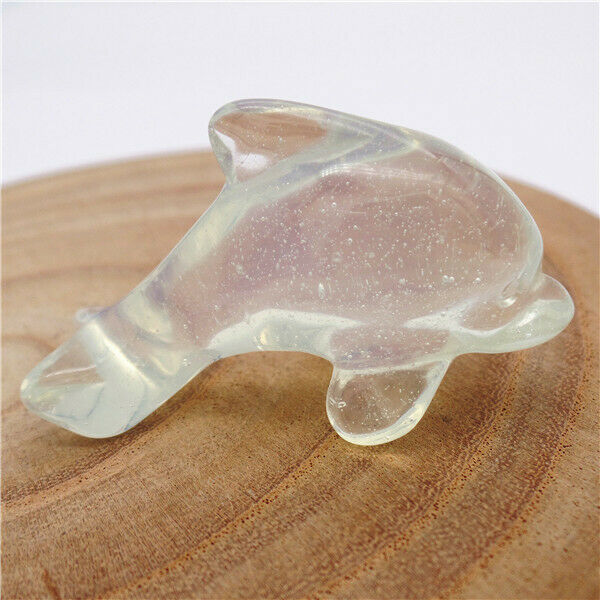 50x28x15mm White Opal Carved Dolphin Statue Reiki Healing Home Decoration HH8131
