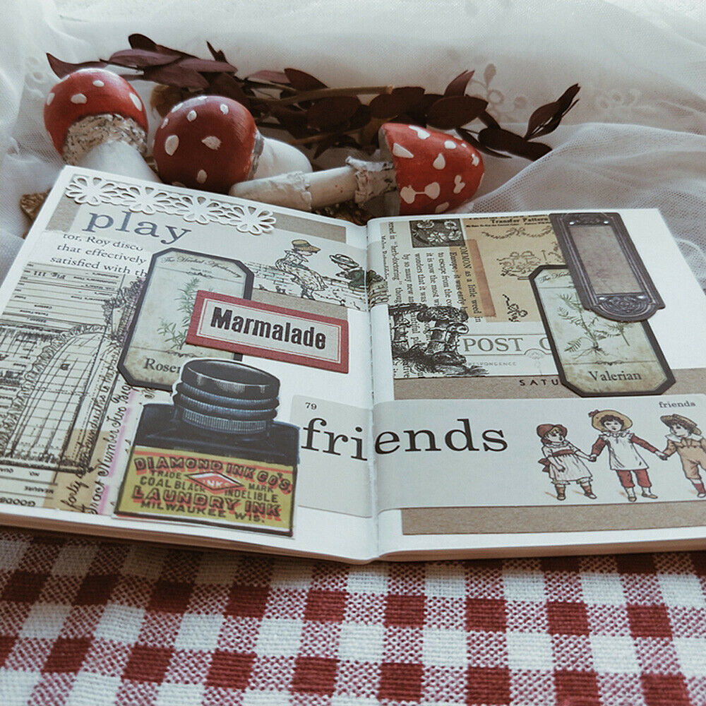 8pcsRetro Paper Pad Scrapbooking Single-sided Cardstock DIY Junk Journal Decor