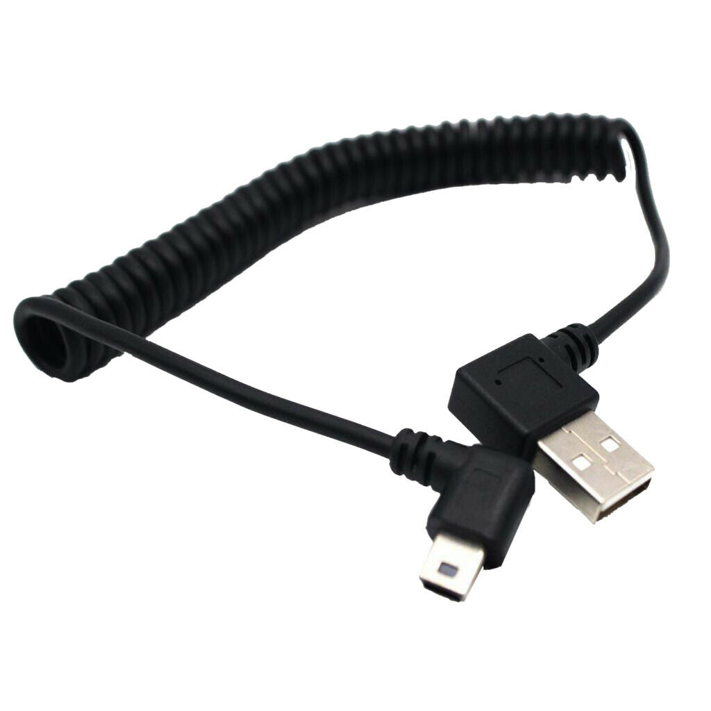 90 Degree Angled USB 2.0 A Male to Left Angle Mini B 5p Male Spring Cable