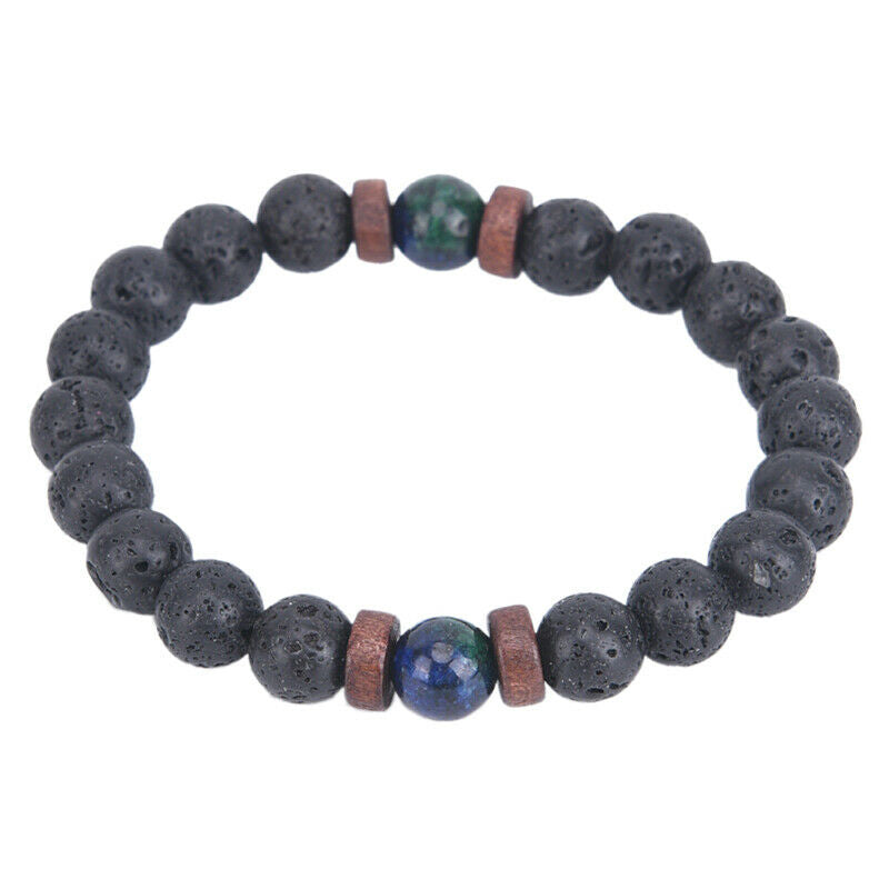 Men's Prayer Mala Beads Lava Rock Stone Chrysocolla Beaded Yoga Bracelets.l8