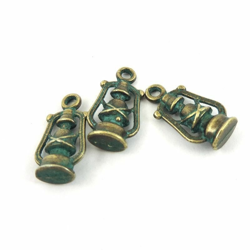 20 pcs Retro Patina Oil Lamp Alloy Charm Pendant Drop Dangle Findings 20*10*6mm