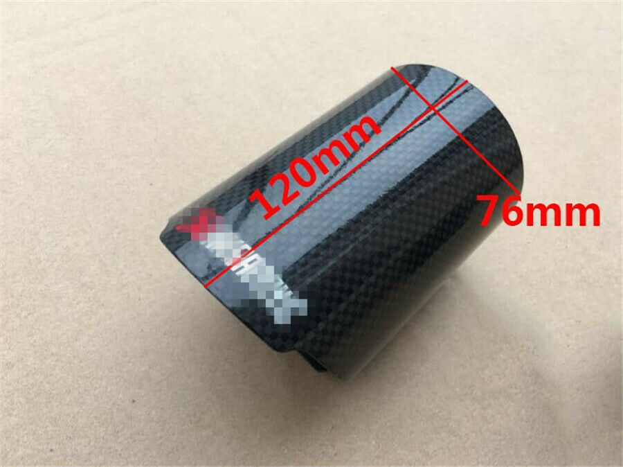 3 inch Glossy Black Exhaust Muffler Tip Pipe Carbon Fiber Style Cover Case Shell
