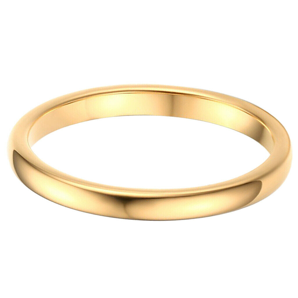 2mm High Polished Golden Simple Ring Fit Wedding Band Women's Ring 6 Yards