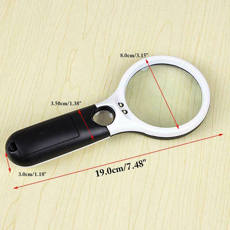 45X Handheld 3 LED Light Magnifier Reading Magnifying Glass Lens Jewelry Loupe
