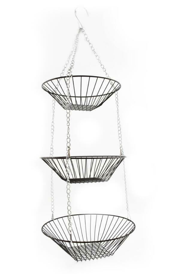 3 Tier Folding Vegetable Decoration Fruit Basket Kitchen Hanging Organizer Metal