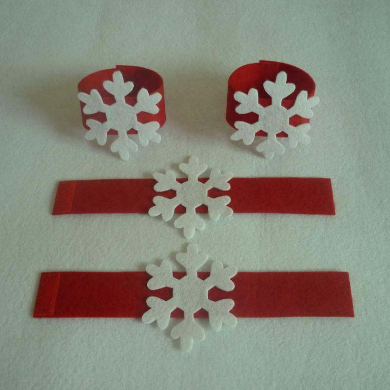 4pcs Tissue   Snowflake Napkin Buckle Home Hotel Wedding Xmas Decor Red
