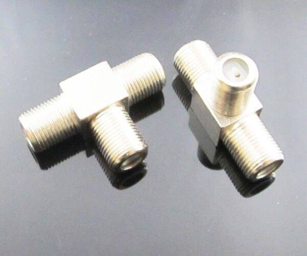 50pcs F type Triple 3 Female Jack F/F/F Adapter Connector T-Adapter
