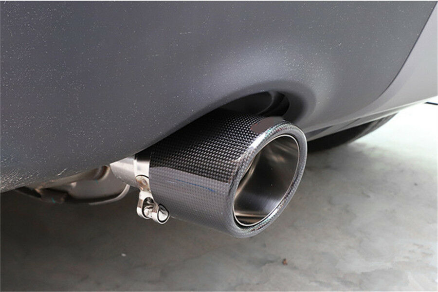 3" 76mm Outlet 4" 101mm 100% Real Carbon Fiber Glossy Exhaust Tips Muffler Black