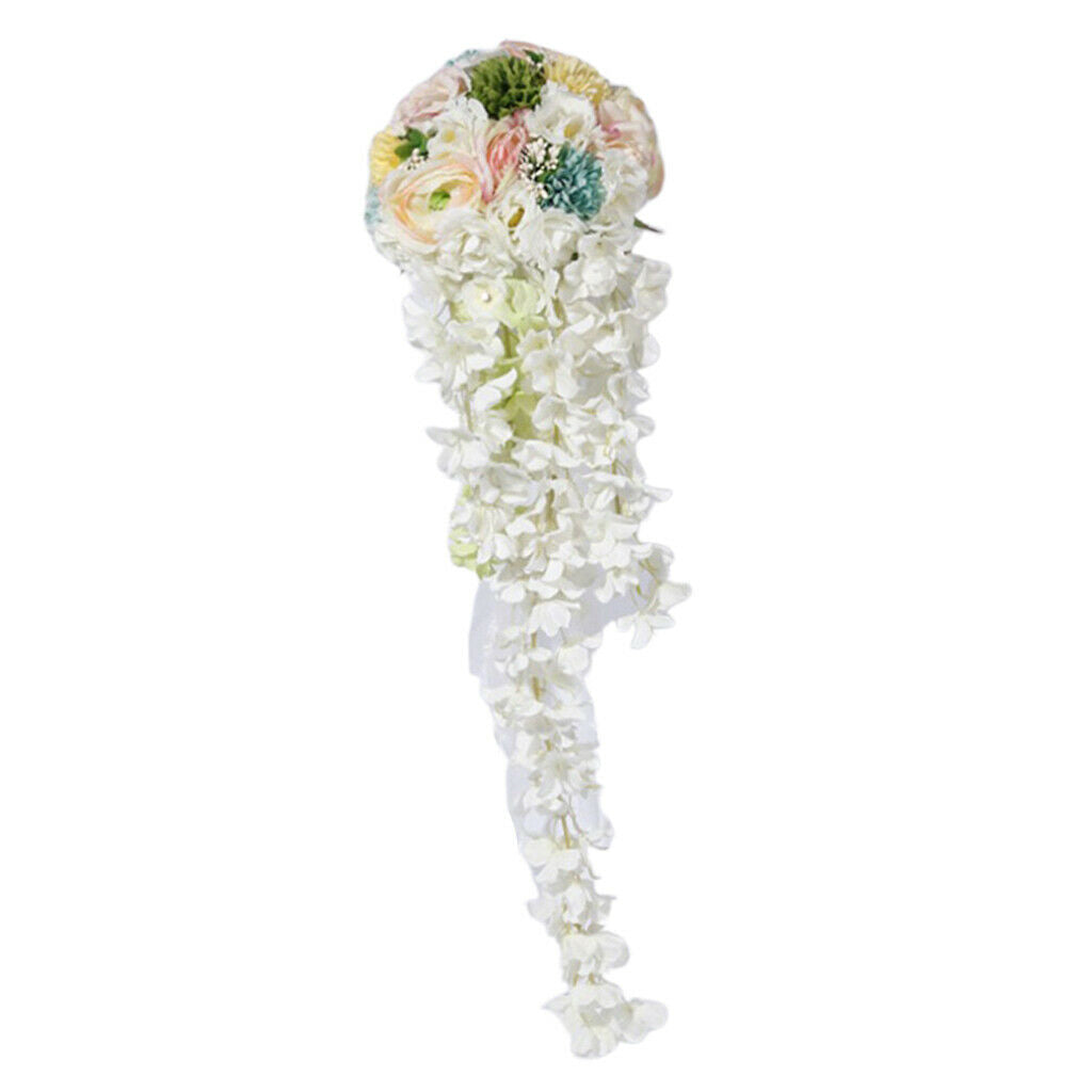 Cascade Bouquet Wedding Bridal Bridesmaid Artificial Silk Hand Tied Flowers