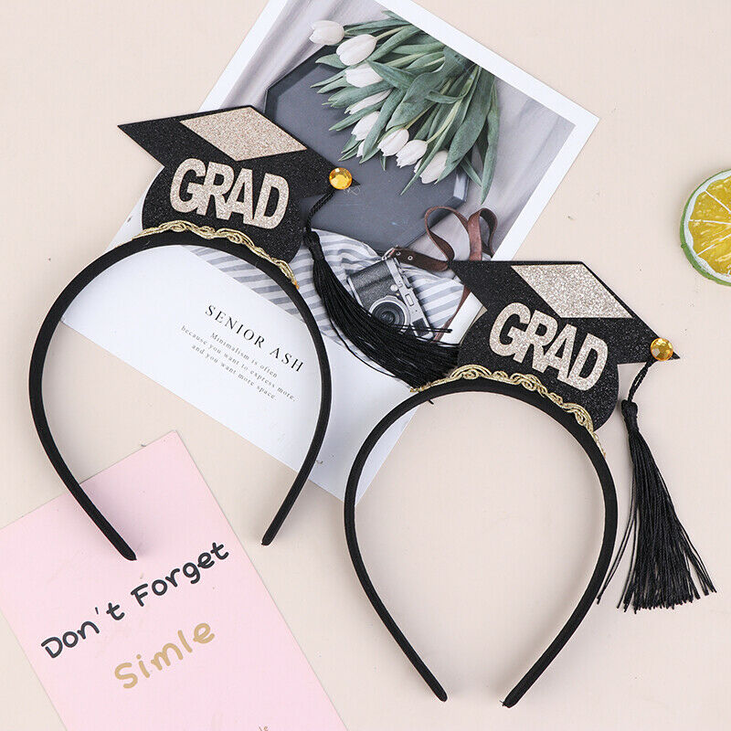 2pcs Graduation Hat Mini Tassel Hat Headband Chic Hair Hoops Stylish Head.l8