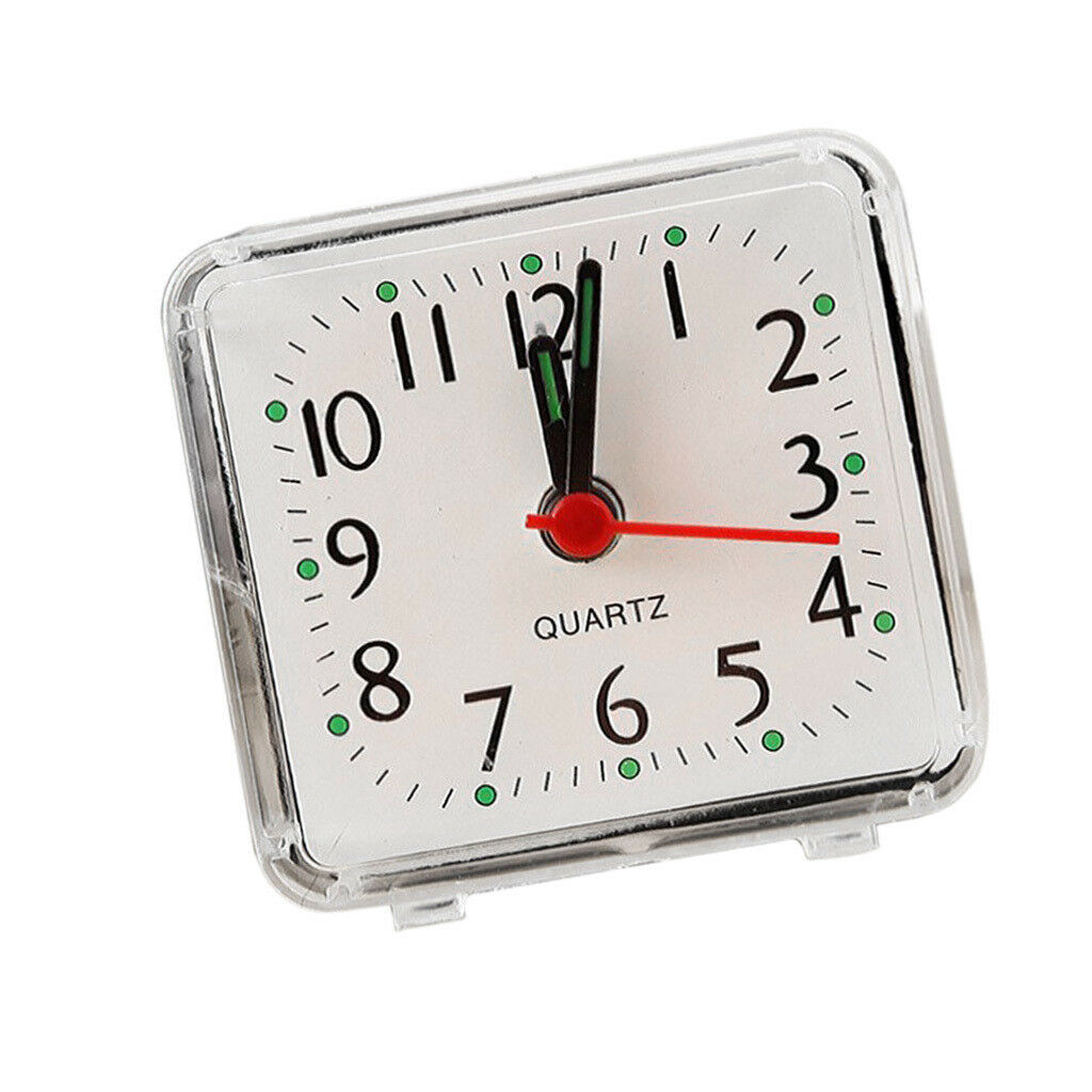 Modern Mini Quartz Clock Travel Alarm Clock Bedroom Home Table Clock White